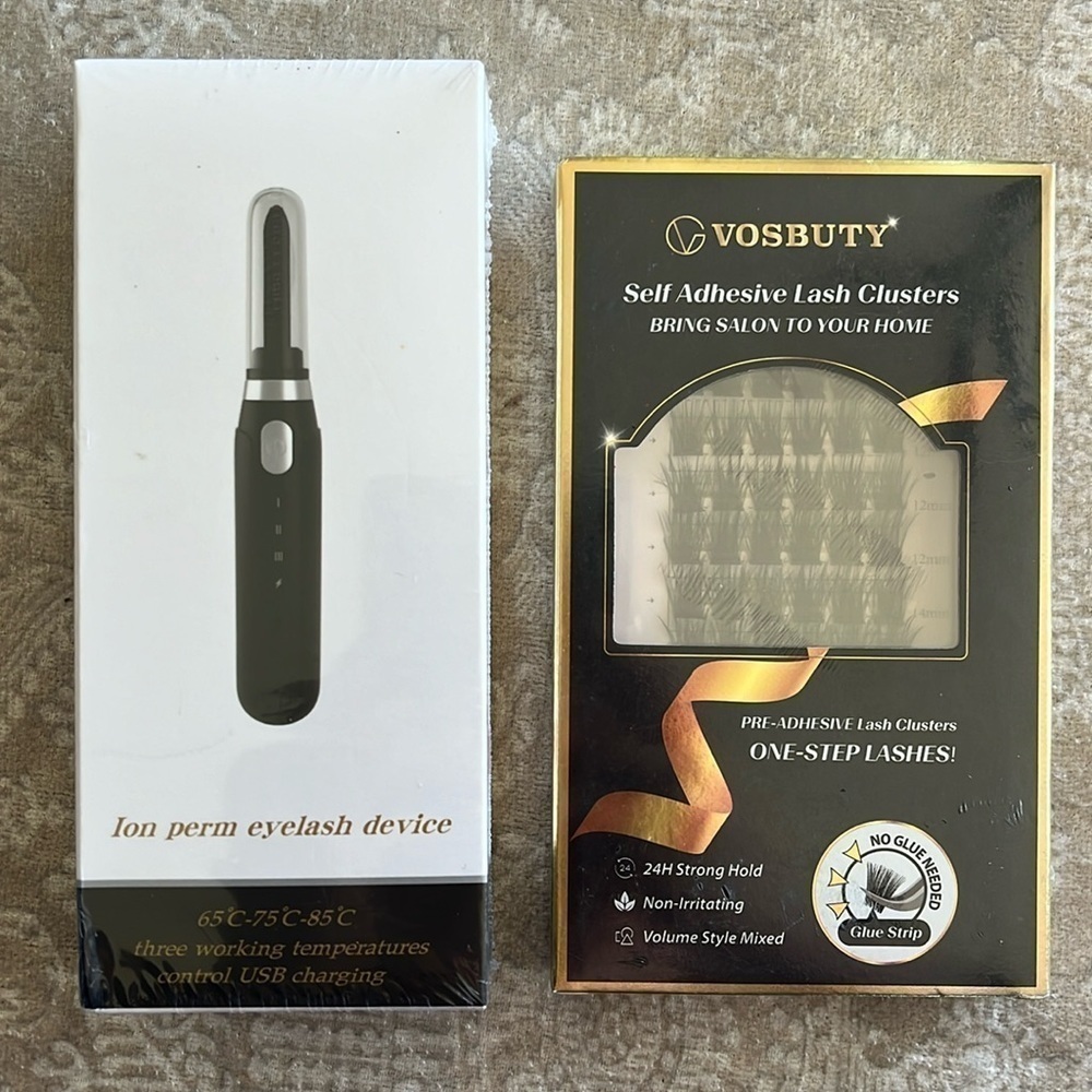 Brand New Ion Perm Heated Electric Eyelash Curler & Self Adhesive Lash Clusters
